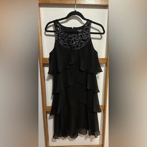 Black Sparkly Tank Top SLNY Ruffle Dress